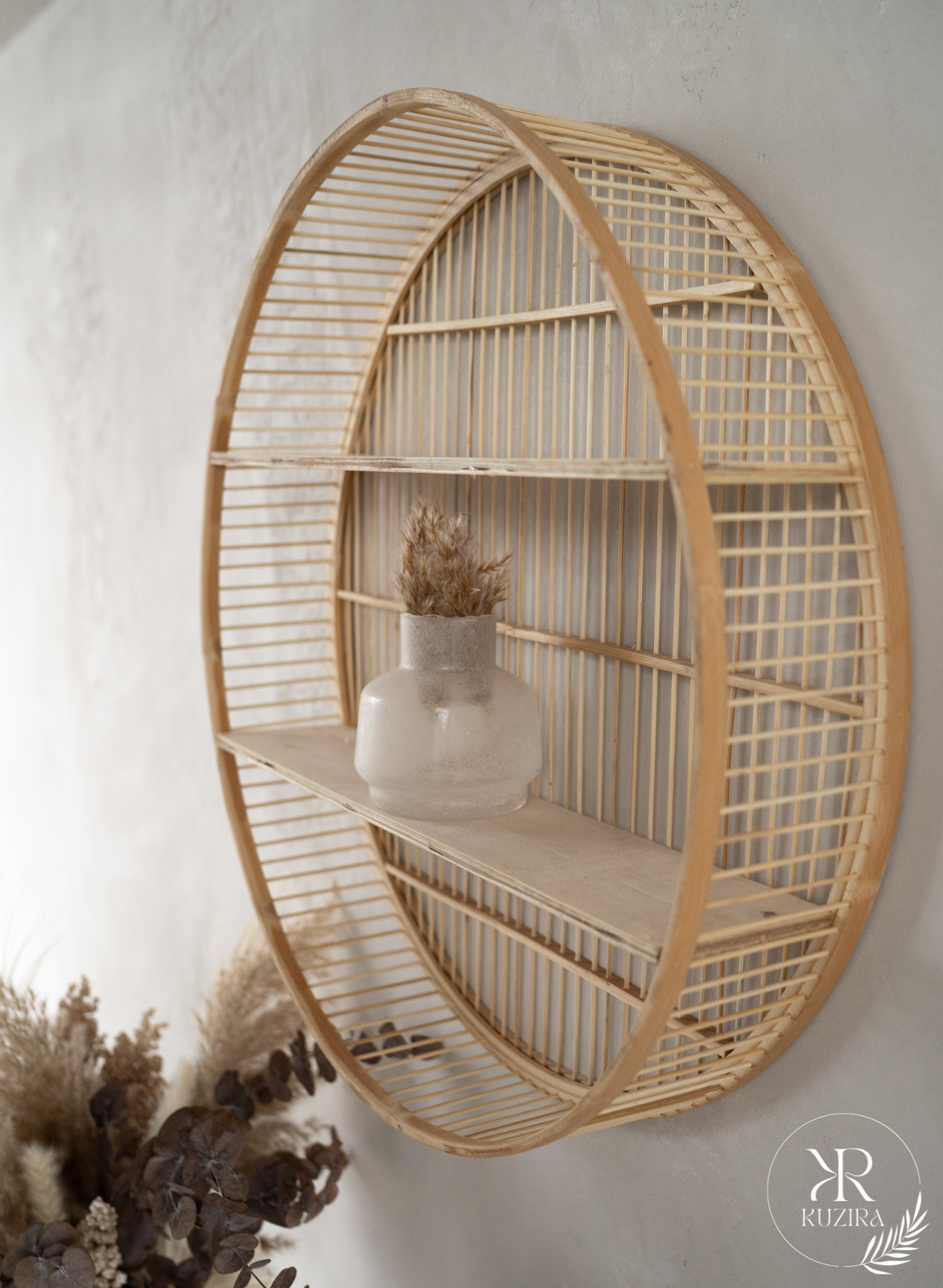 Rundes Regal aus Bambus mit 2 Ablageflächen - Der Bambusexperte